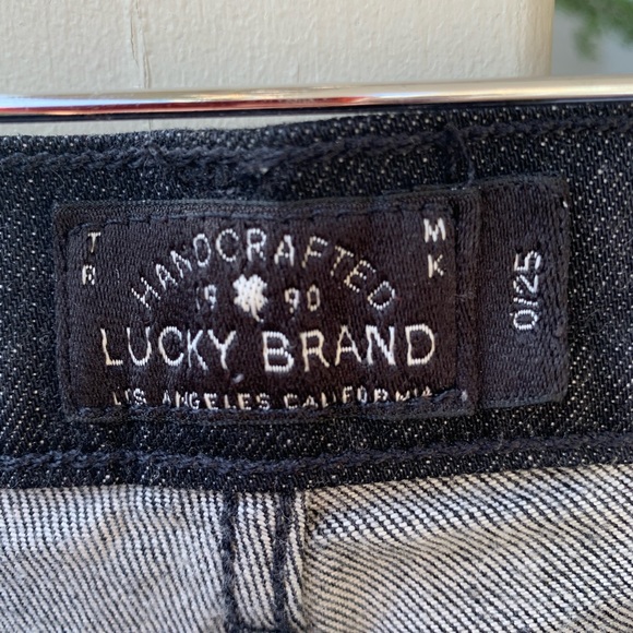 Lucky Brand Y2K Sienna Slim Boyfriend black embroidered low rise jeans size 0/25 - Picture 4 of 16